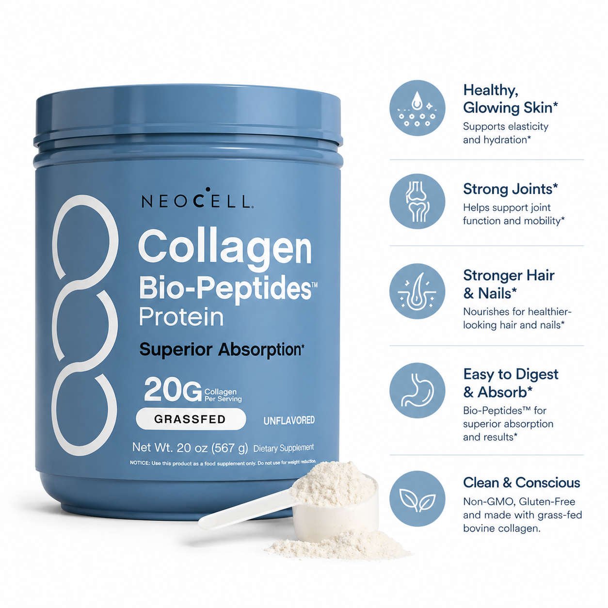 GetNutriBite™ Collagen Bio-Peptides Protein Grass-Fed